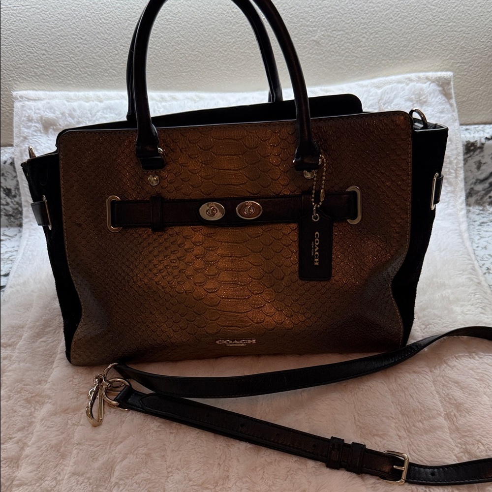 Coach Metallic Brown and Black Satchel - Maddison style Tote